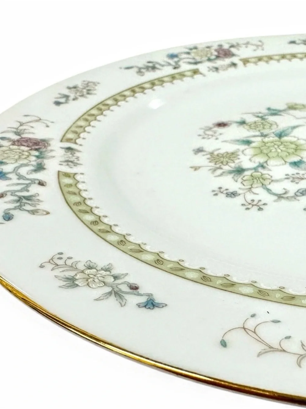 Baum Bros Ming Floral Set of 6 Dinner Plates 10.5” Fine China Gold Trim